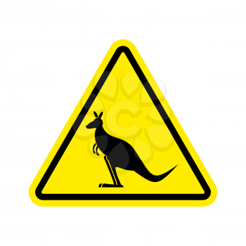 Kangaroo Warning sign. wallaby Hazard attention symbol. Danger road sign yellow triangle Australian wild animal