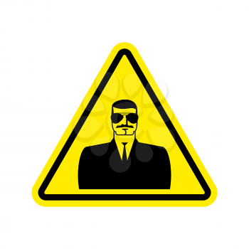 Spy Warning sign yellow. Secret Agent Hazard attention symbol. Danger road sign triangle snoop
