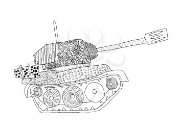 Tank doodle. Fighting war machine. army panzer

