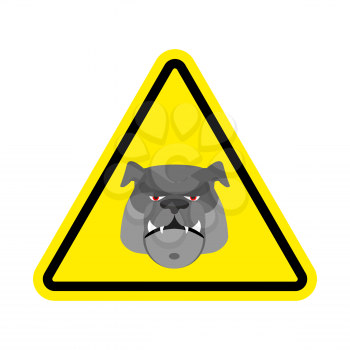 Angry Dog Warning sign yellow. Bulldog Hazard attention symbol. Danger road sign triangle pet
