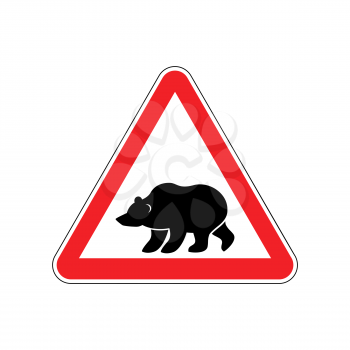 Bear Warning sign red. Predator Hazard attention symbol. Danger road sign triangle wild beast