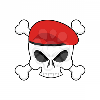 Military emblem. Army logo for special troops. Soldiers badge. Skull in beret. Crossbones and skeleton head
