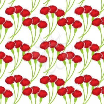 Сarnation seamless pattern. Flower bouquet background. Three red flowers ornament
