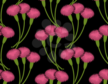 Сarnation seamless pattern. Flower bouquet background. Three Pink flowers ornament
