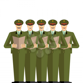Military Choir. Officers sing songs. war band. Army musicians

