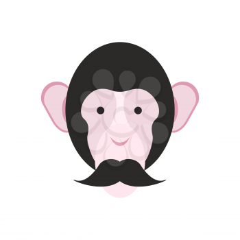 Monkey with mustache. Chimpanzee head. Primacy of person
