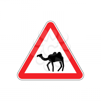 Camel Warning sign red. goof Hazard attention symbol. Danger road sign triangle desert animal
