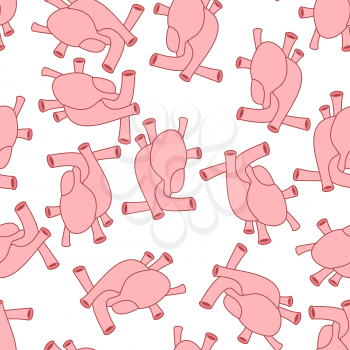 Heart anatomy body seamless pattern. Atrial and ventricular pattern. Veins and arteries background. Anatomical texture
