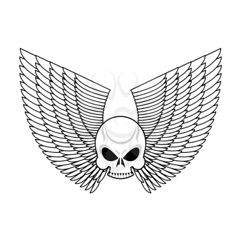 Skull with wings emblem. Flying skeleton head logo
