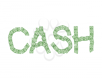 Cash text of money. Typography dollars emblem
