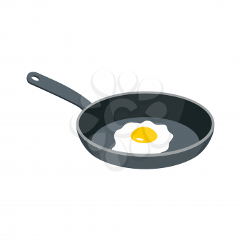 Omelette in frying pan. Fried egg for breakfast
