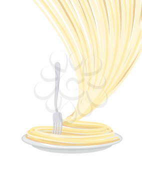 Pasta on plate isolated. Spaghetti on dish. on white background
