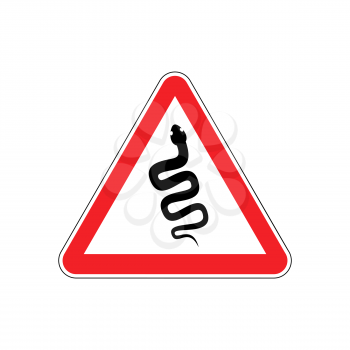 Snake Warning sign red. Venomous serpent Hazard attention symbol. Danger road sign triangle reptile
