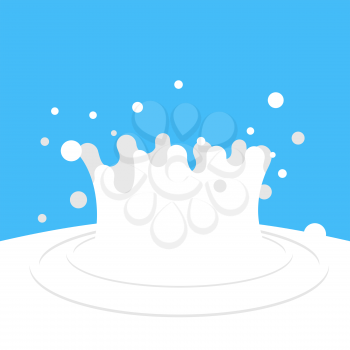Splash of milk. White drops on blue background
