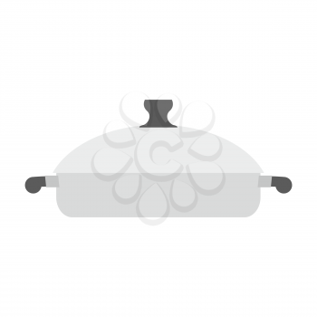 Roaster pan isolated. Kitchen utensils on white background. Cookware for frying food
