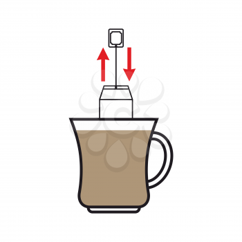 Brew tea. Dunk teabag in mug instruction
