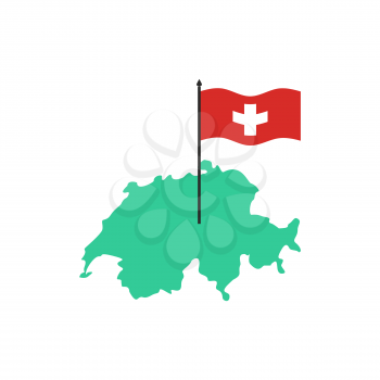 Switzerland Map and flag. Swiss State sign. Geography of country symbol
