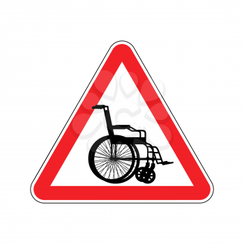 Warning invalid. Sign caution wheelchair on road. Danger way symbol red Triangle
