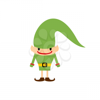 Christmas elf isolated. Santa Claus helper. Leprechaun in green clothes
