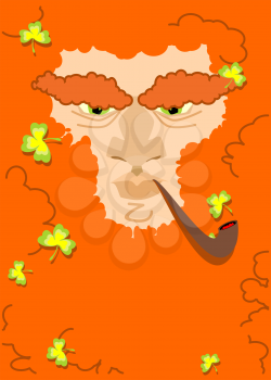 Leprechaun with red beard. St. Patricks Day character. Irish holiday
