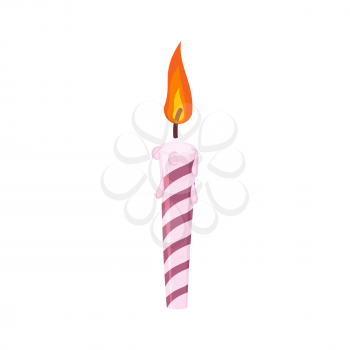 Candle birthday cake. Festive red candle isolated
