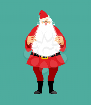 Santa Claus isolated. Granddad in red suit and white beard. Christmas and New Year character
