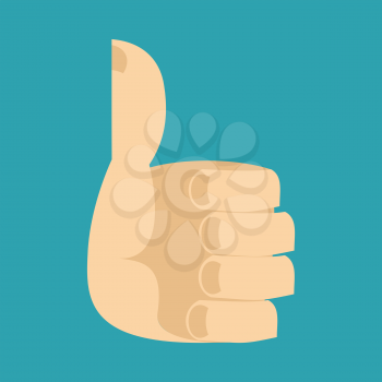 Thumb up isolated. Hand Symbol well on blue background
