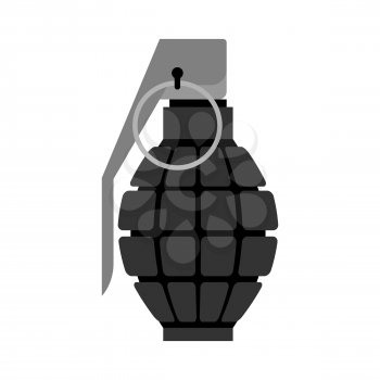 Military Grenade black . Army explosives. Soldiery ammunition. Explosive bombshell
