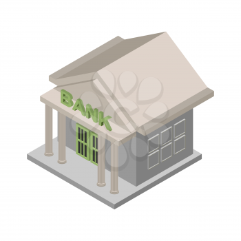 Bank building Isometric isolated. Financial building on white background
