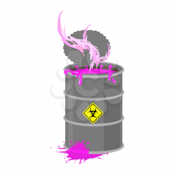 Radioactive waste barrel. Toxic refuse keg. Poisonous liquid cask. Chemical garbage emissions. environmental pollution. danger of ecological disaster