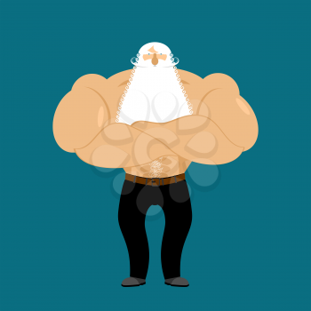 Retired athlete. Strong grandfather fitness. Old man Sports. Powerful creaker with white beard
