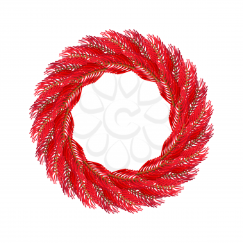 Christmas wreath red isolated. Fir branch circlet. Decoration for New Year
