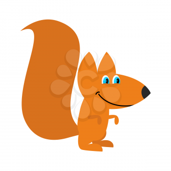 Squirrel isolated. Funny wild animal with bushy tail

