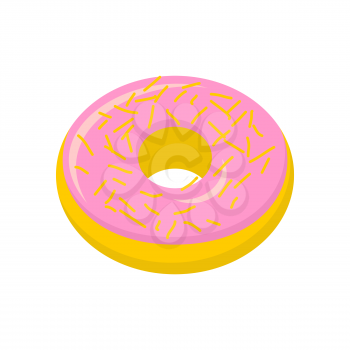 Strawberry donut isolated. Baking Sweets on white background. Delicious dessert
