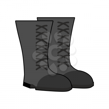 Military boots Black isolated. Army shoes on white background. soldiers footwear 