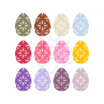 Easter eggs set. Easter eggs on white background. Eggs isolated. Festive traditional eggs for Easter
