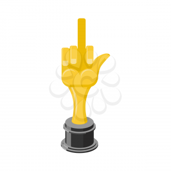 Gold fuck. Golden statuette fuck. Golden hand shape. Bad reward. Prize for worst job. Hand thumb up. bad gesture
