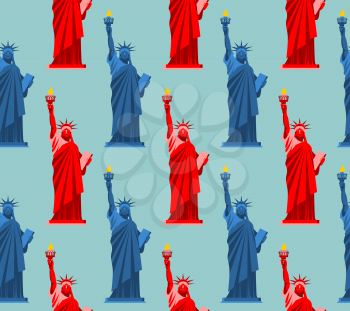 Statue of Liberty seamless pattern. USA national symbol background. Texture of attractions of New York. Symbol of democracy and freedom. Patriotic ornament for fabric
