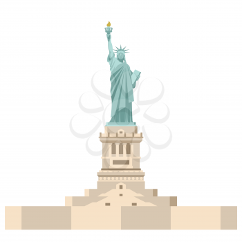 Statue of Liberty in America. National symbol of USA. State attraction of country. Statue of Liberty on white background.  Symbol of freedom and democracy. Monument of architecture in New York
