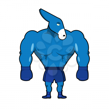 Democrat Donkey boxer. Strong Blue Animal boxing gloves. Symbol of political party of USA. Illustration America Elections 
