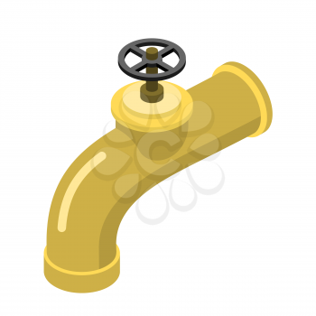 Golden tap on white background. faucet of precious material. Black valve
