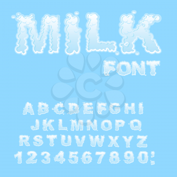 Milk Alphabet. white liquid letters. Fluid lettring. cream ABC of whitey aqua. Splash font
