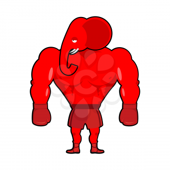 Elephant Boxer Democrat. Red strong animal with boxing gloves. Symbol of political party of USA. Illustration America vote