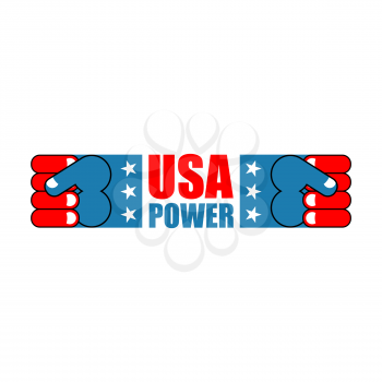 USA Patriot fist emblem. Sign of strong America. Logo for armed forces. Illustration for Patriot Day. American power hand
