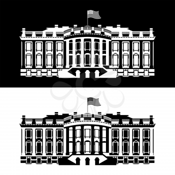 White House America black and white icon. Residence of President USA. US government building. American political character. Main attraction washington dc. patriotic mansion United States