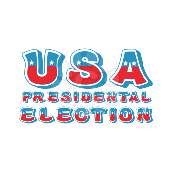 USA presidental election typography. Political debate in America lettering. US National alphabet. Colors of American flag letters
