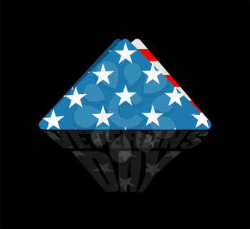 Veterans Day. USA flag symbol of mourning and grief for fallen soldiers. Emblem for national patriotic holiday. United States Flag folded in triangle.
