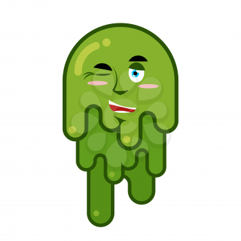 Cheerful Snivel winks. Merry emotion booger. Big green wad of mucus snot
