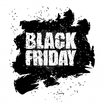 Black Friday design template in grunge style. Emblem poster night for sales and discounts in store. Traditional Christmas season sales
