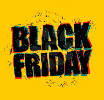 Black Friday design template in grunge style. Emblem poster night for sales and discounts in store. Traditional Christmas season sales
